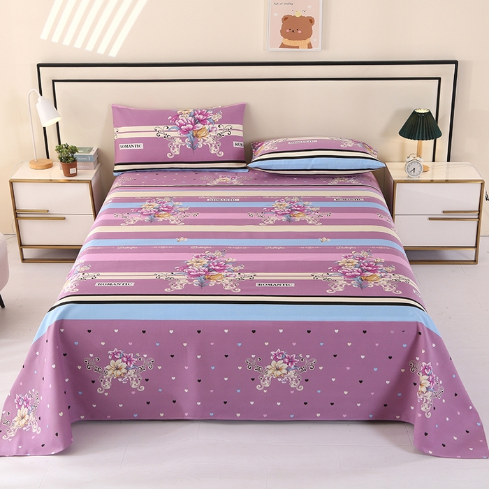 91家纺网 家纺一手货源 找家纺 望淮家纺 2025新款老粗布凉席床单三件套 花韵