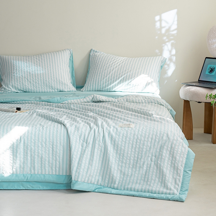 91家纺网 家纺一手货源 找家纺 吾诺 2025 色织立体泡泡棉彩虹系列大豆夏被子被芯夏凉被空调被 彩虹-兰