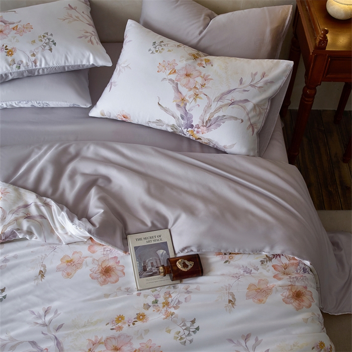 91家纺网 家纺一手货源 找家纺 时年家纺 2025新款莱赛尔天丝印花系列四件套烟花间