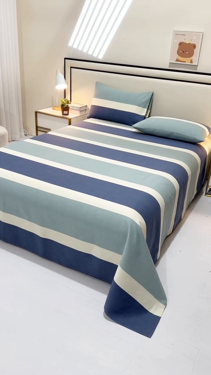 91家纺网 家纺一手货源 找家纺 望淮家纺 2025新款老粗布凉席床单三件套 欢乐时光