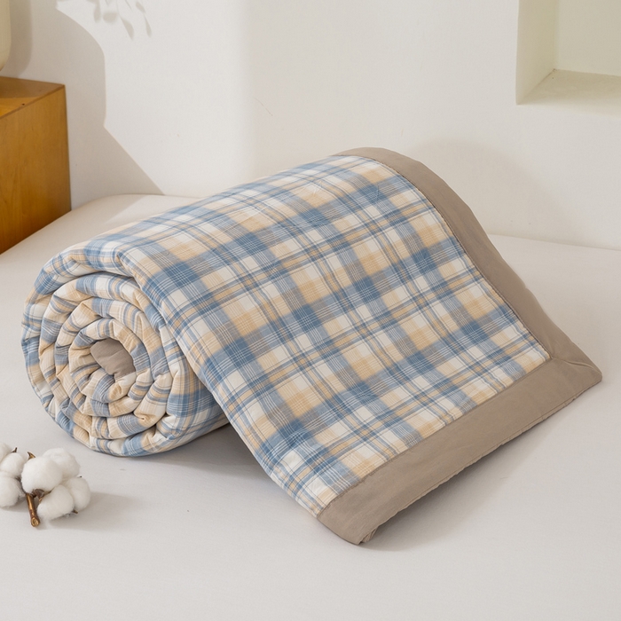 91家纺网 家纺一手货源 找家纺 美梦之都2025新款A类色织水洗棉夏被新疆棉花被空调被夏凉被被子被芯 贝拉-咖