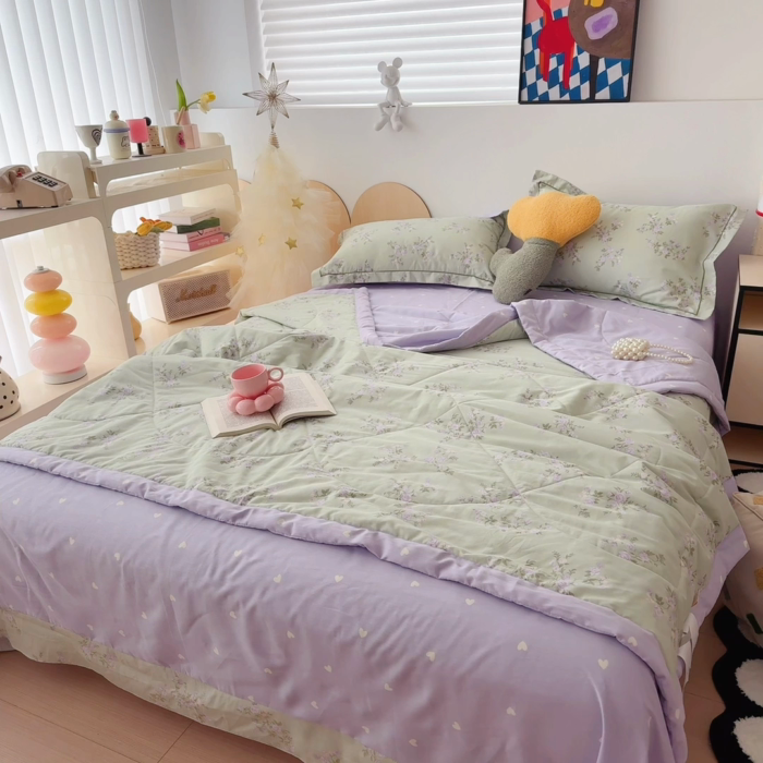 91家纺网 家纺一手货源 找家纺 于果 2025新款全棉纯棉夏被夏凉被空调被四件套 繁花漫漫
