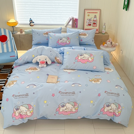 博雅 2025新款三丽鸥卡通全棉印花小版四件套 彩色星星玉桂狗