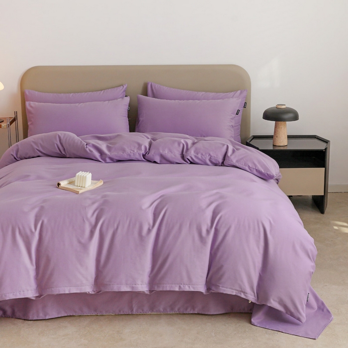 91家纺网 家纺一手货源 找家纺 2025年纯色双拼60支纯棉被套 丁香紫