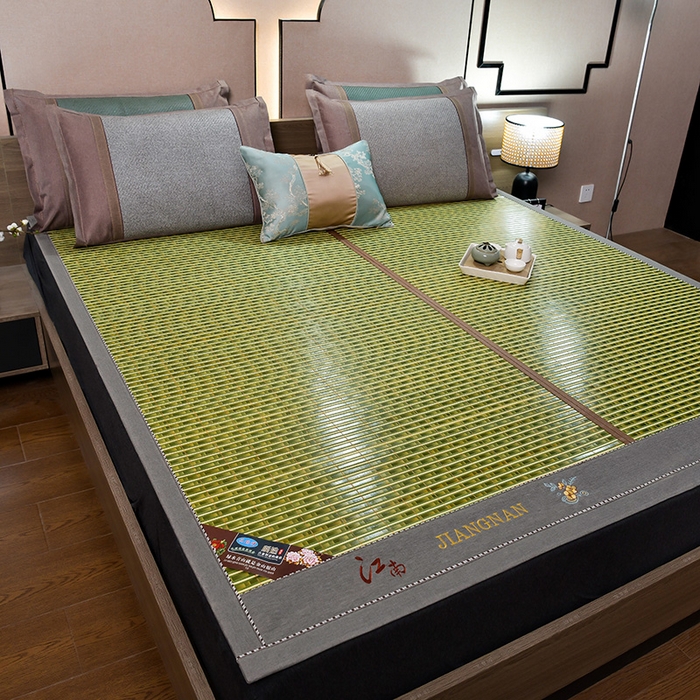 91家纺网 家纺一手货源 找家纺 苏迪凉席竹席2025新款竹席凉席冰丝席碳化双面印花藤草席 江南-绿水青山