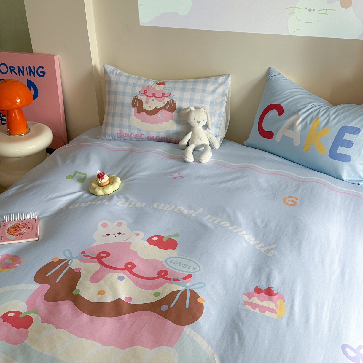 91家纺网 家纺一手货源 找家纺 美乐迪家纺 2025新款大版全棉四件套 甜蜜蛋糕