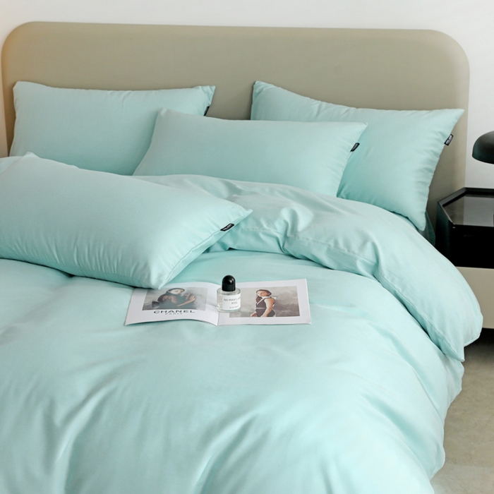 91家纺网 家纺一手货源 找家纺 2025年纯色双拼60支纯棉被套 婴儿蓝