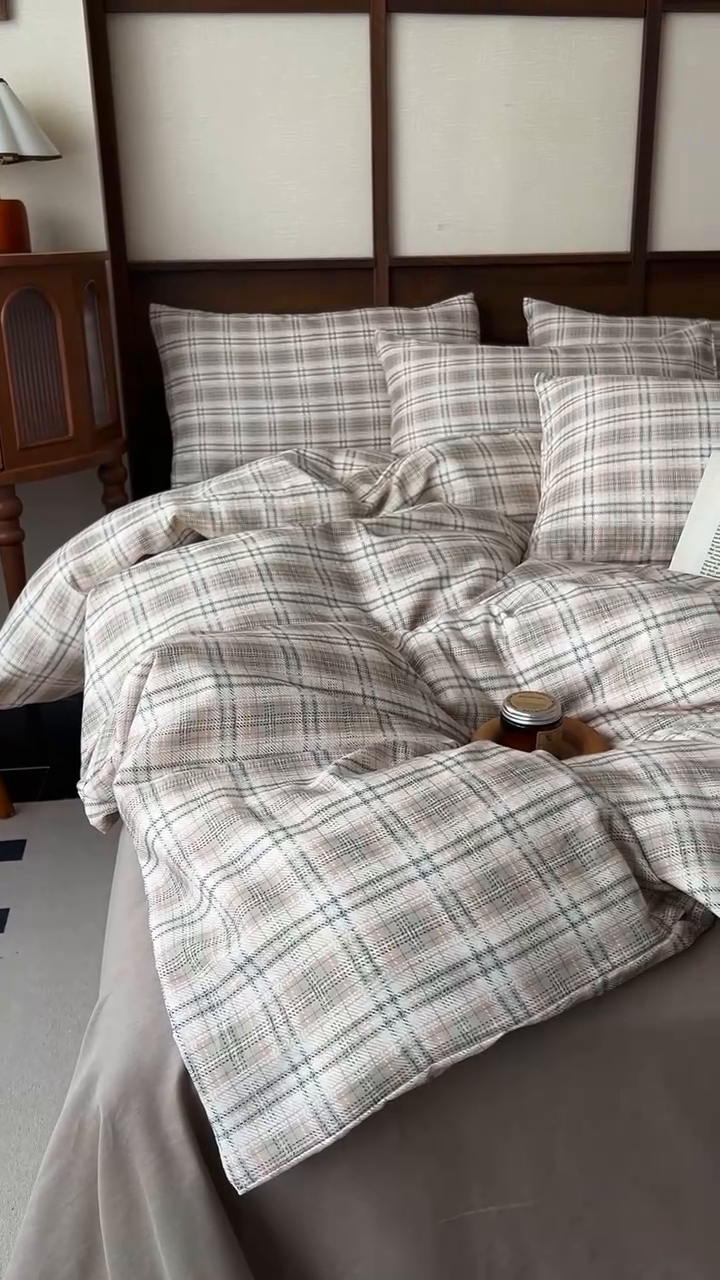 91家纺网 家纺一手货源 找家纺 优品阁  2025新款A类全棉有氧双层纱四件套 布里奥