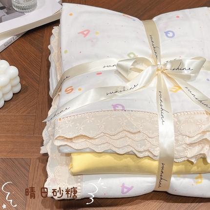 91家纺网 家纺一手货源 找家纺 （总）荣轩家居 2025新款全棉双层纱镂空花边工艺款四件套