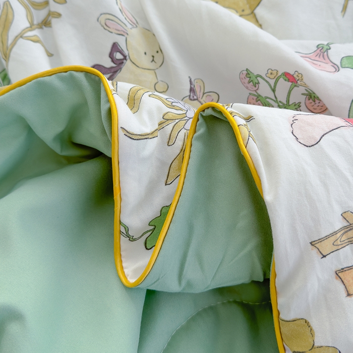 91家纺网 家纺一手货源 找家纺 贝扬思 2025新款水洗皱皱纱系列夏被夏凉被空调被（风格一） 蘑菇小熊