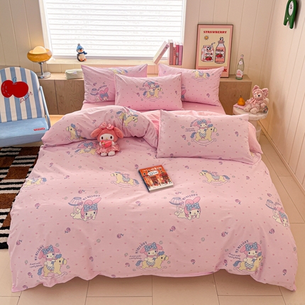 博雅 2025新款三丽鸥卡通全棉印花小版四件套 小爱心美乐蒂