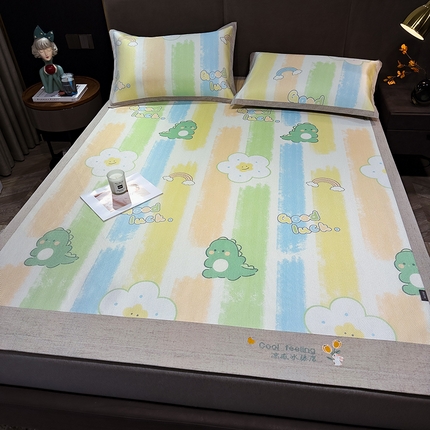 91家纺网 家纺一手货源 找家纺 （总）摩妮卡 2025新款数码印花冰藤席床席款三件套