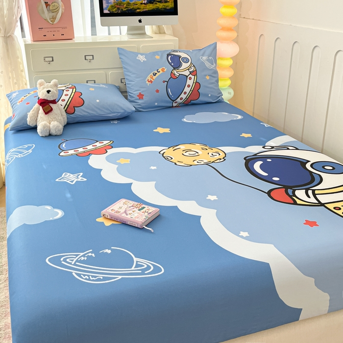 91家纺网 家纺一手货源 找家纺 金爱家2025新款全棉大版印花单品系列-纯棉太空人 单品-环游太空人