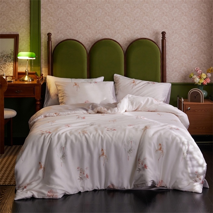 91家纺网 家纺一手货源 找家纺 时年家纺 2025新款莱赛尔天丝印花系列四件套遥花知