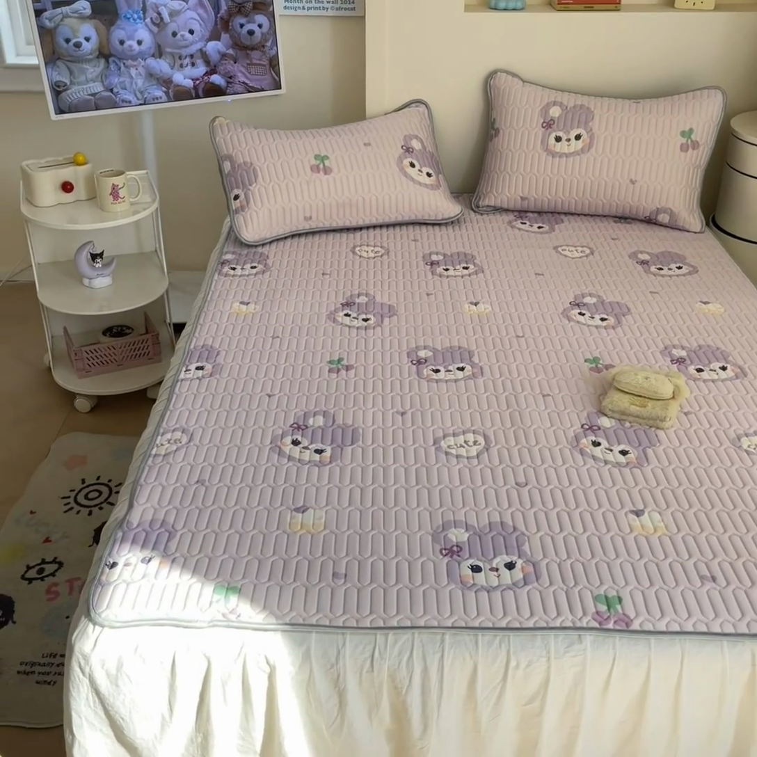 91家纺网 家纺一手货源 找家纺 川悦生活 2025新款小阪凉感丝印花凉席 软绵兔酱