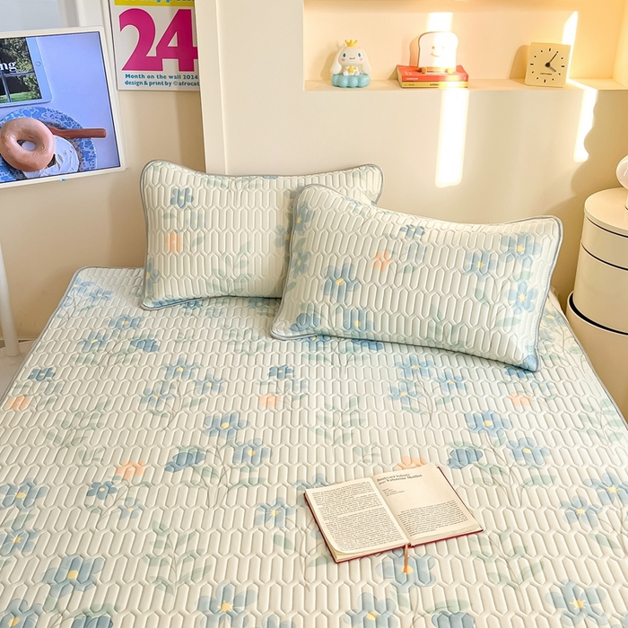 91家纺网 家纺一手货源 找家纺 川悦生活 2025新款小阪凉感丝印花凉席 水色花语