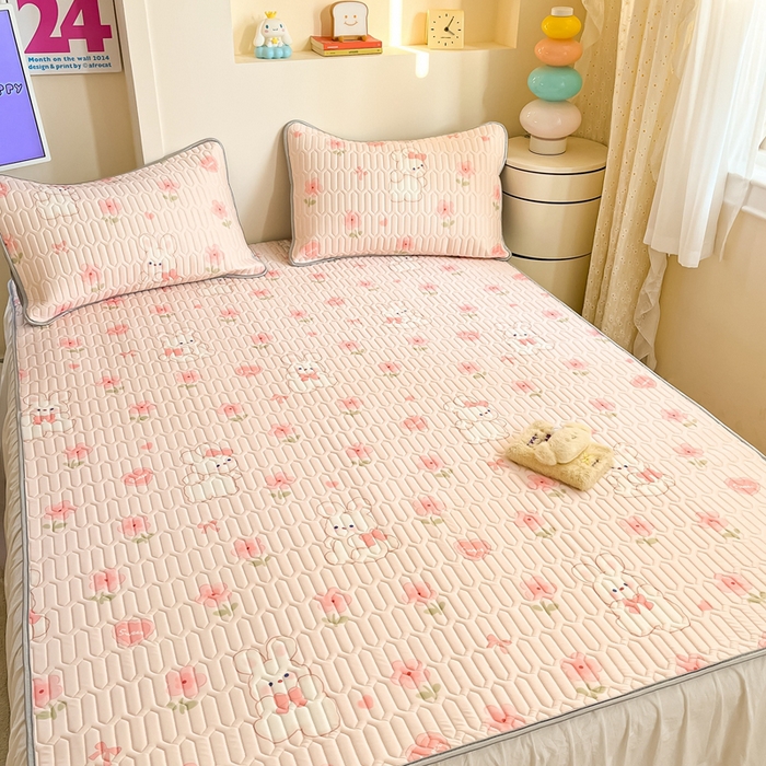 91家纺网 家纺一手货源 找家纺 川悦生活 2025新款小阪凉感丝印花凉席 香甜小兔