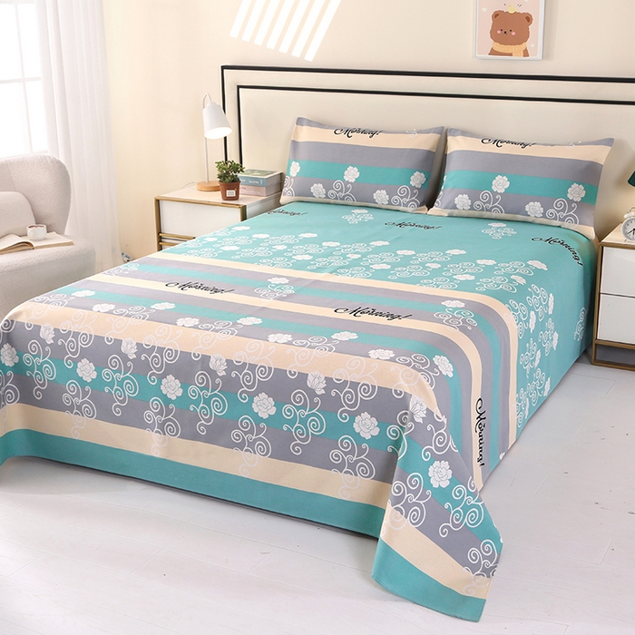 91家纺网 家纺一手货源 找家纺 望淮家纺 2025新款老粗布凉席床单三件套 早安绿