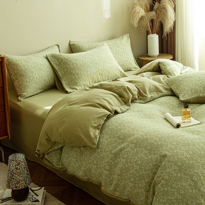 91家纺网 家纺一手货源 找家纺 2025新款A类全棉三层纱四件套 花语