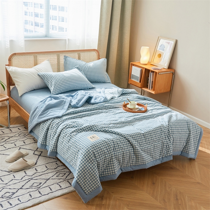 91家纺网 家纺一手货源 找家纺 （总）金鹰 2025新款A类纯棉水洗棉色织棉花夏被四件套全棉空调被夏凉被