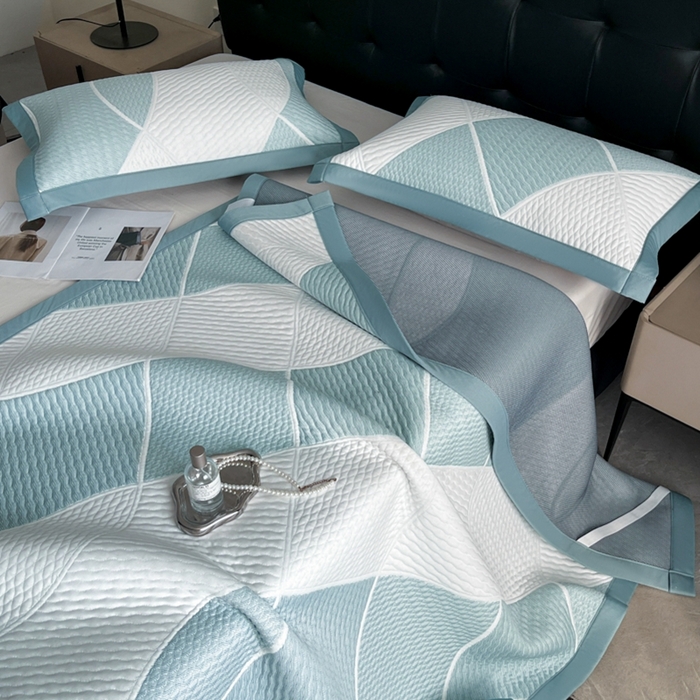 91家纺网 家纺一手货源 找家纺 慕尚家纺 2025新款泡泡大PE提花软席 交织 白蓝