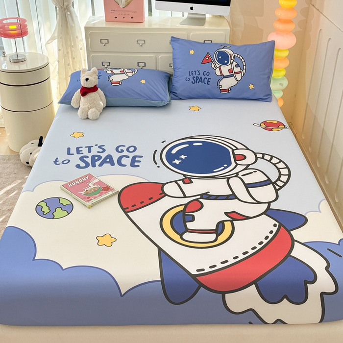 91家纺网 家纺一手货源 找家纺 金爱家2025新款全棉大版印花单品系列-纯棉太空人 单品-火箭太空人