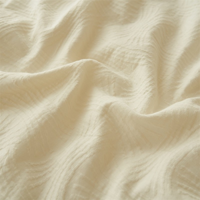 91家纺网 家纺一手货源 找家纺 金鹰 2025新款A类纯棉水洗棉三层流年提花大豆夏被四件套 流年-奶白