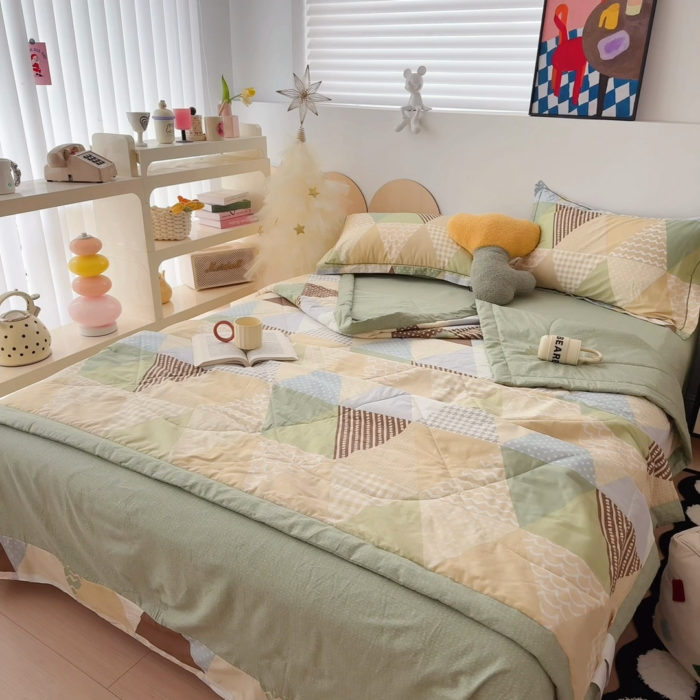 91家纺网 家纺一手货源 找家纺 于果 2025新款全棉纯棉夏被夏凉被空调被四件套 云峰