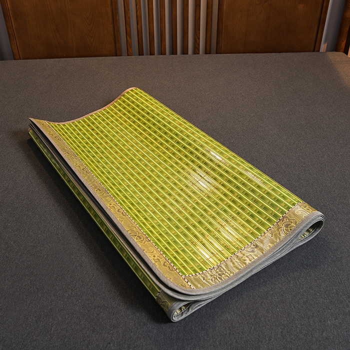 91家纺网 家纺一手货源 找家纺 苏迪凉席竹席2025新款竹席凉席冰丝席碳化双面印花藤草席 绿木纹