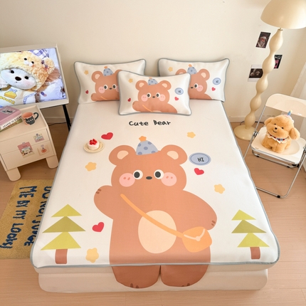 莱米家纺 2025新款大版数码碳光冰丝席 乖乖熊