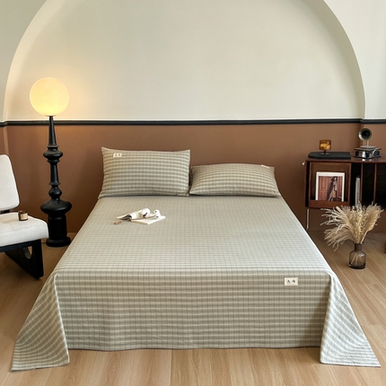 21度C 2025复古风全棉A类母婴级床单 日落绿