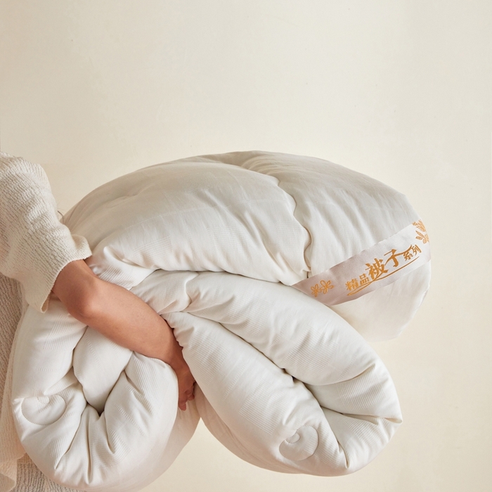 91家纺网 家纺一手货源 找家纺 易睡 2025新款提花大豆被 白色