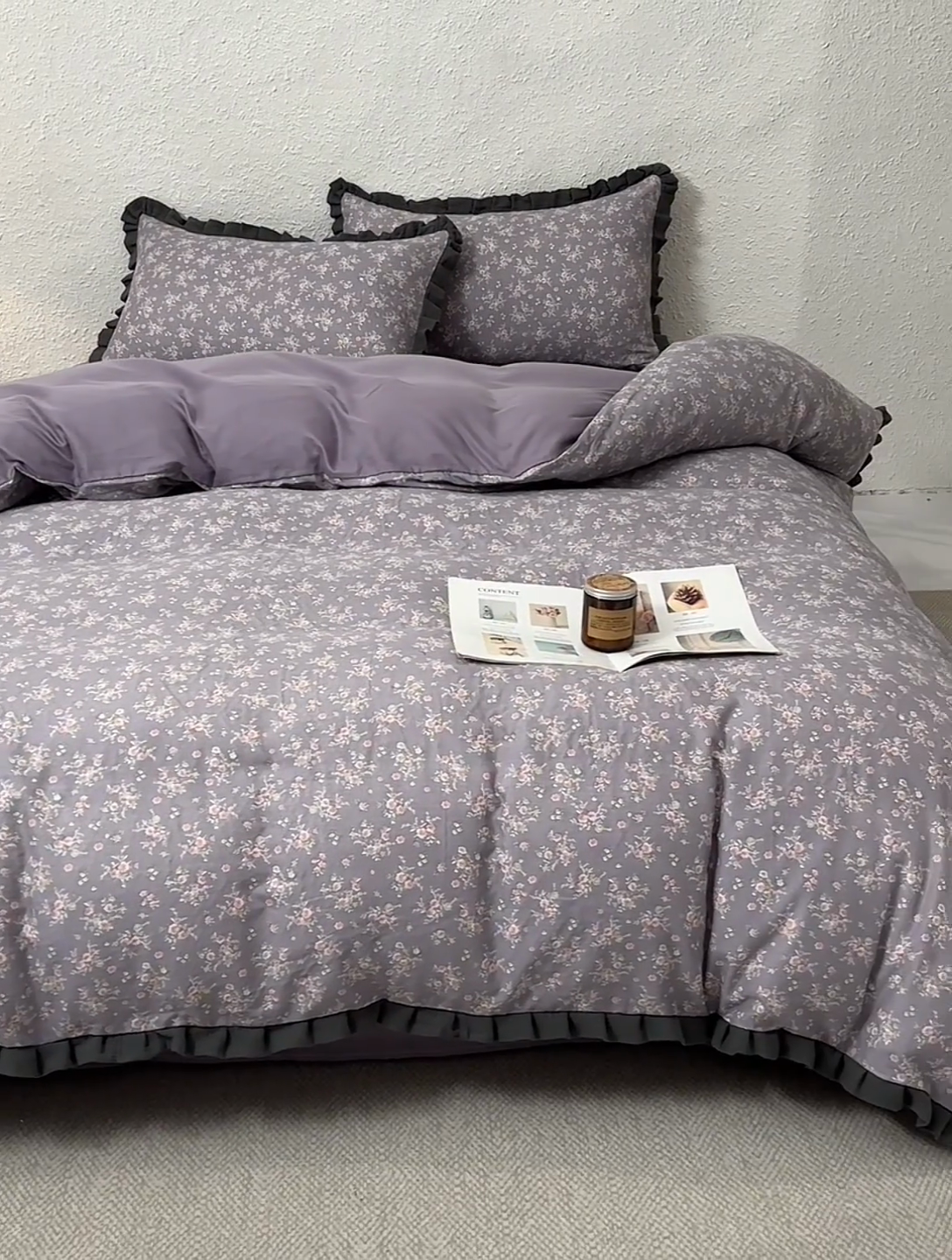 91家纺网 家纺一手货源 找家纺 2025新款A类纯棉双层纱皱皱纱花边四件套（复古风） 花奴