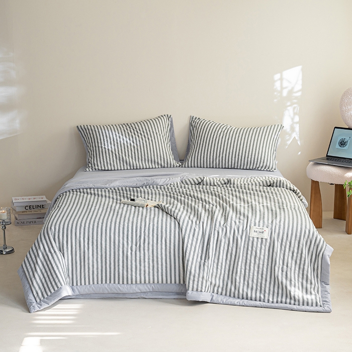 91家纺网 家纺一手货源 找家纺 吾诺 2025 色织立体泡泡棉彩虹系列大豆夏被子被芯夏凉被空调被 彩虹-灰