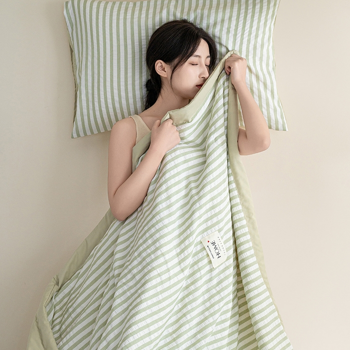 91家纺网 家纺一手货源 找家纺 吾诺 2025 色织立体泡泡棉彩虹系列大豆夏被子被芯夏凉被空调被 彩虹-绿