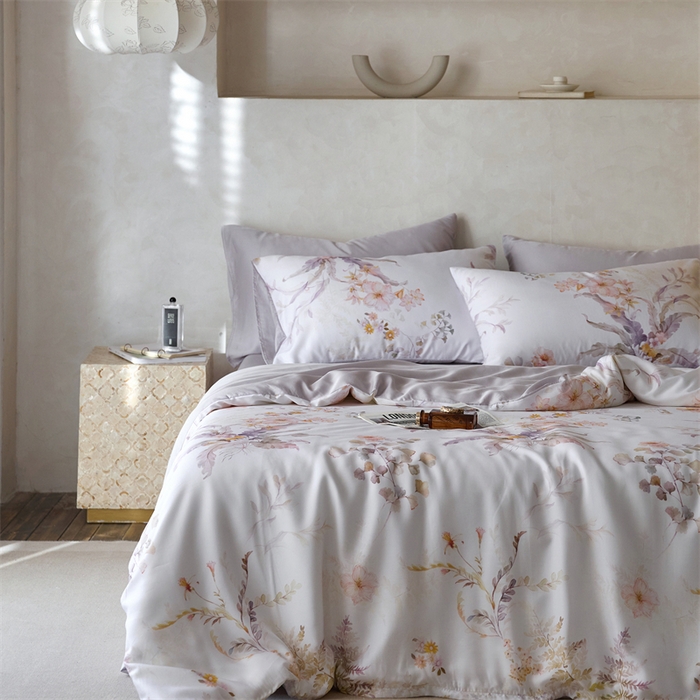 91家纺网 家纺一手货源 找家纺 时年家纺 2025新款莱赛尔天丝印花系列四件套烟花间