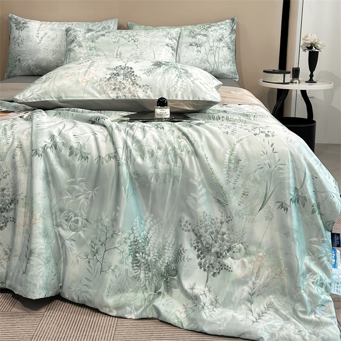 91家纺网 家纺一手货源 找家纺 笙意家纺  2025新款水洗真丝数码印花暗盒款夏被 雨棠