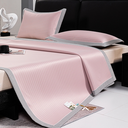 91家纺网 家纺一手货源 找家纺 小牛席业 2025新款新款无印风纯色凉感冰丝席系列-床席款 粉色