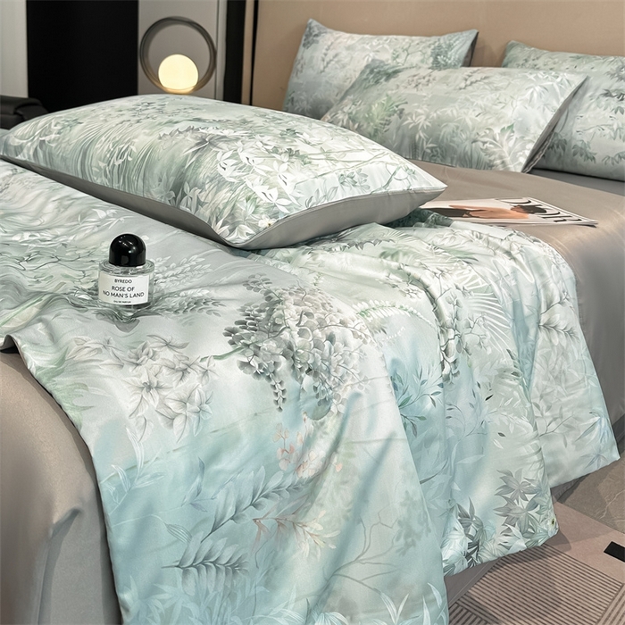 91家纺网 家纺一手货源 找家纺 笙意家纺  2025新款水洗真丝数码印花暗盒款夏被 雨棠