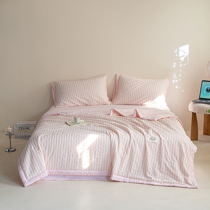 吾诺 2025 色织立体泡泡棉彩虹系列大豆夏被子被芯夏凉被空调被 彩虹-粉
