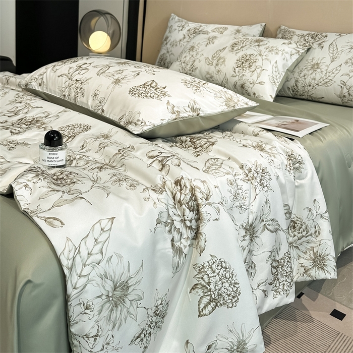 91家纺网 家纺一手货源 找家纺 笙意家纺  2025新款水洗真丝数码印花暗盒款夏被 时宜