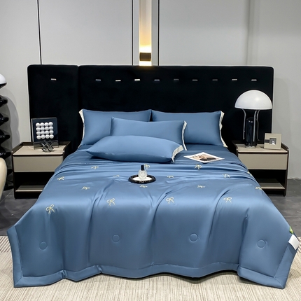 益多眠 2026新款花朵夏被四件套 蝴蝶结宾利蓝