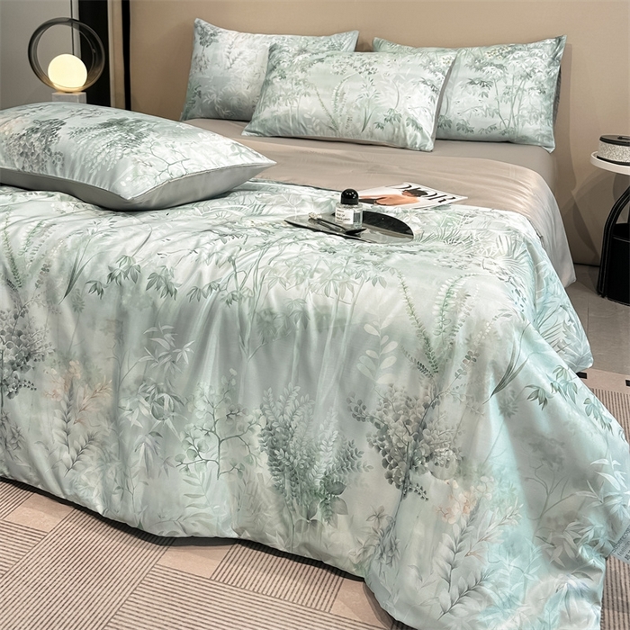 91家纺网 家纺一手货源 找家纺 笙意家纺  2025新款水洗真丝数码印花暗盒款夏被 雨棠