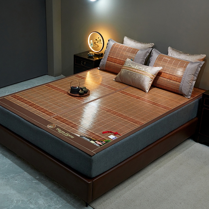 91家纺网 家纺一手货源 找家纺 苏迪凉席竹席2025新款竹席凉席冰丝席碳化双面印花藤草席 国色天香