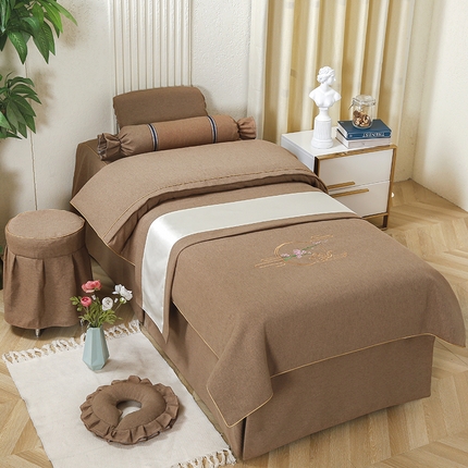 91家纺网 家纺一手货源 找家纺 （总）芙怡 2025春夏新款8023款棉麻绒美 容床罩-花颜系列