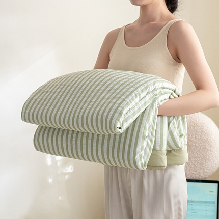 吾诺 2025 色织立体泡泡棉彩虹系列大豆夏被子被芯夏凉被空调被 彩虹-绿