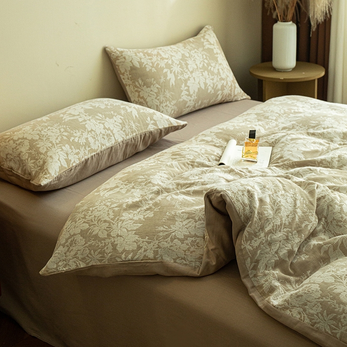 91家纺网 家纺一手货源 找家纺 2025新款A类全棉三层纱四件套 洛卡风情