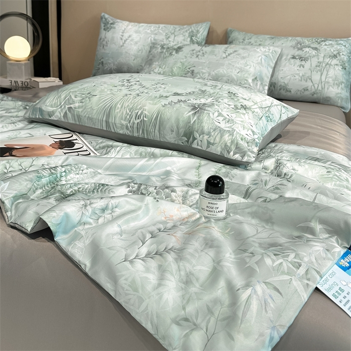 91家纺网 家纺一手货源 找家纺 笙意家纺  2025新款水洗真丝数码印花暗盒款夏被 雨棠