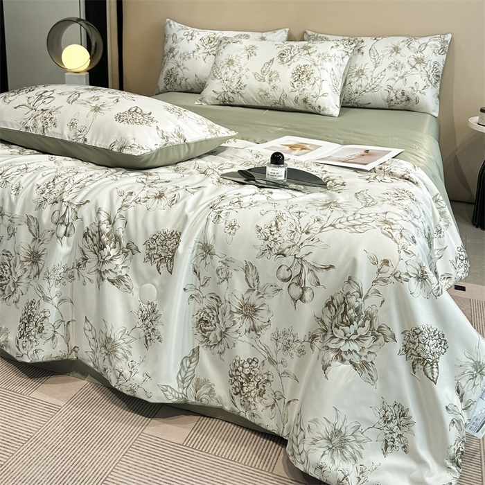 91家纺网 家纺一手货源 找家纺 笙意家纺  2025新款水洗真丝数码印花暗盒款夏被 时宜