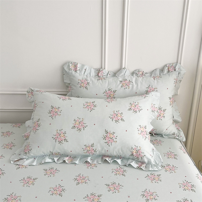 91家纺网 家纺一手货源 找家纺  十个点 2025新款全棉纯棉蕾丝花边床裙 嫣语-兰